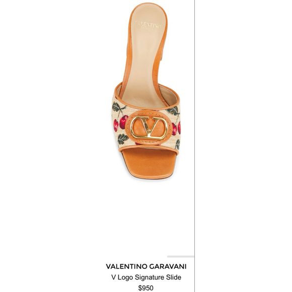 Valentino Garavani Cherry Print Mules 37.5/7.5 Brown Red - Picture 2 of 10